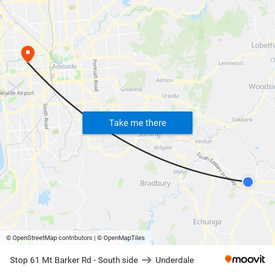 Stop 61 Mt Barker Rd - South side to Underdale map