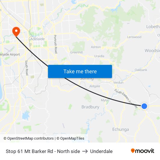 Stop 61 Mt Barker Rd - North side to Underdale map