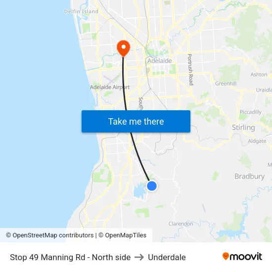 Stop 49 Manning Rd - North side to Underdale map
