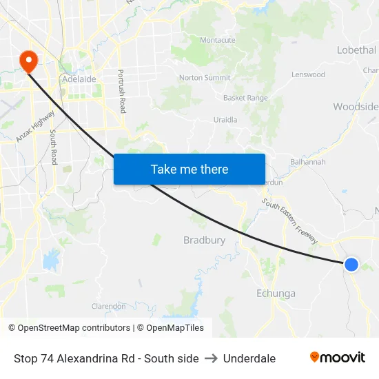 Stop 74 Alexandrina Rd - South side to Underdale map
