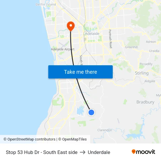 Stop 53 Hub Dr - South East side to Underdale map