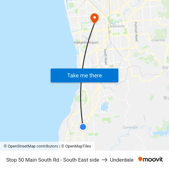 Stop 50 Main South Rd - South East side to Underdale map
