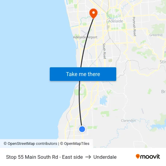Stop 55 Main South Rd - East side to Underdale map