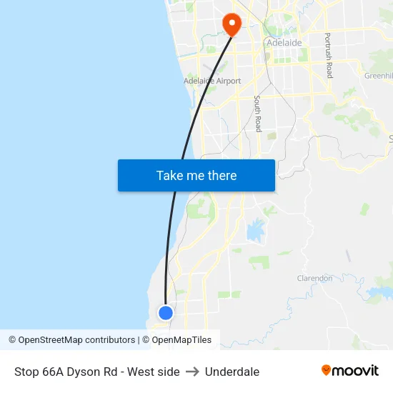 Stop 66A Dyson Rd - West side to Underdale map