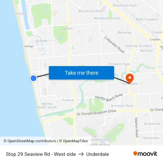Stop 29 Seaview Rd - West side to Underdale map