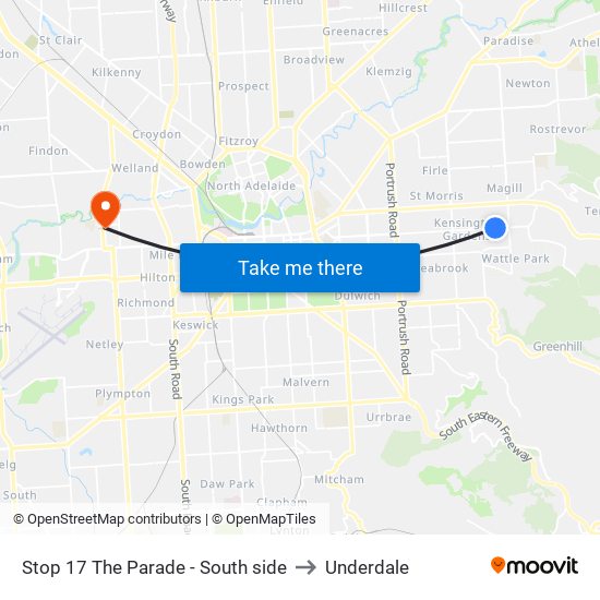 Stop 17 The Parade - South side to Underdale map