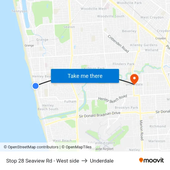 Stop 28 Seaview Rd - West side to Underdale map