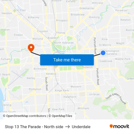 Stop 13 The Parade - North side to Underdale map