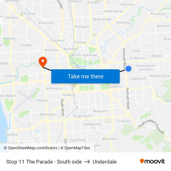 Stop 11 The Parade - South side to Underdale map