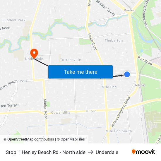 Stop 1 Henley Beach Rd - North side to Underdale map