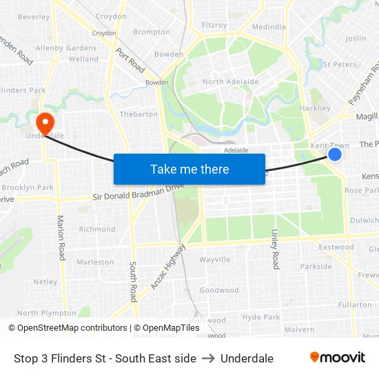 Stop 3 Flinders St - South East side to Underdale map