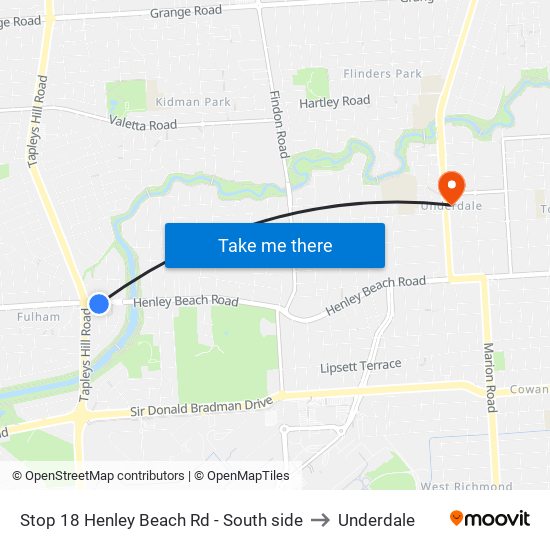 Stop 18 Henley Beach Rd - South side to Underdale map