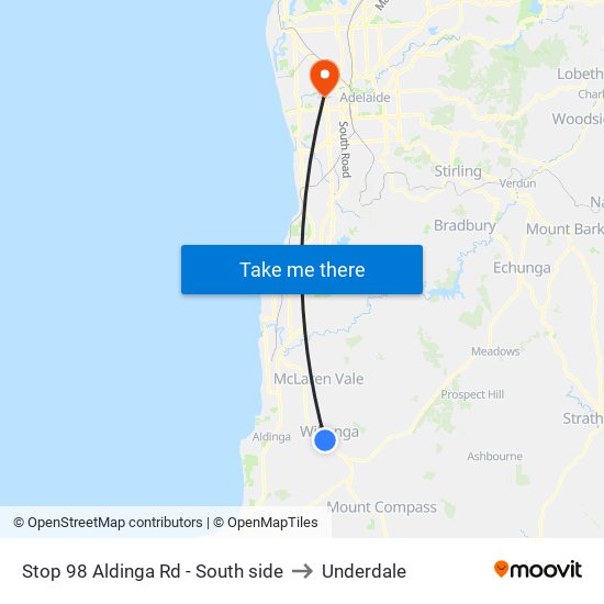 Stop 98 Aldinga Rd - South side to Underdale map