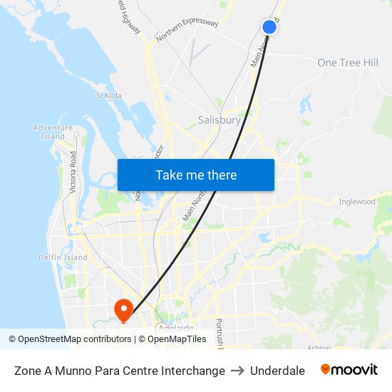 Zone A Munno Para Centre Interchange to Underdale map