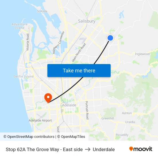 Stop 62A The Grove Way - East side to Underdale map