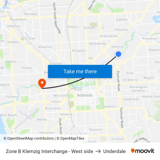 Zone B Klemzig Interchange - West side to Underdale map