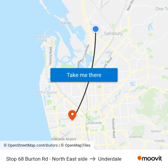 Stop 68 Burton Rd - North East side to Underdale map