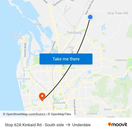 Stop 62A Kinkaid Rd - South side to Underdale map