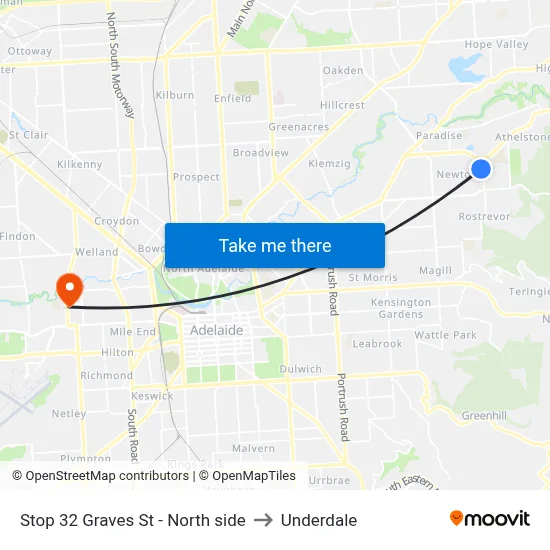 Stop 32 Graves St - North side to Underdale map