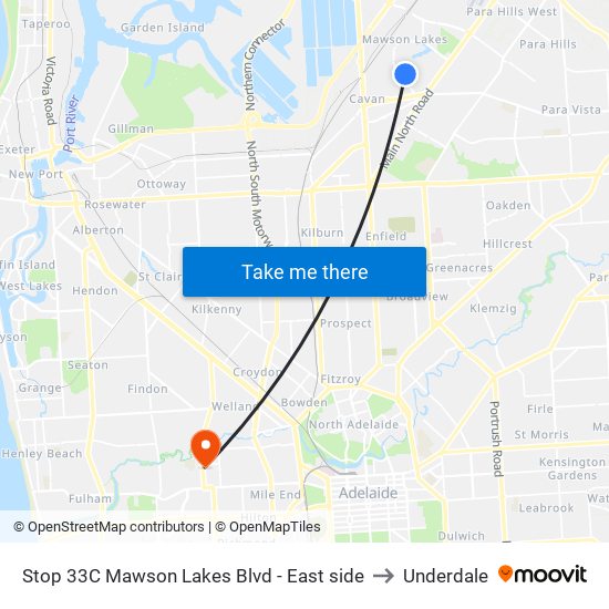 Stop 33C Mawson Lakes Blvd - East side to Underdale map