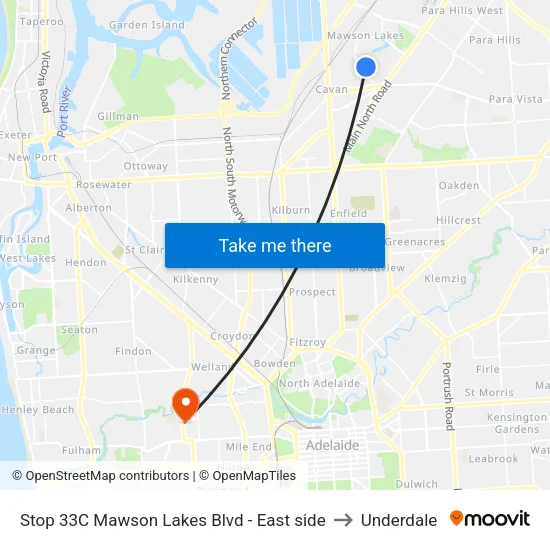 Stop 33C Mawson Lakes Blvd - East side to Underdale map