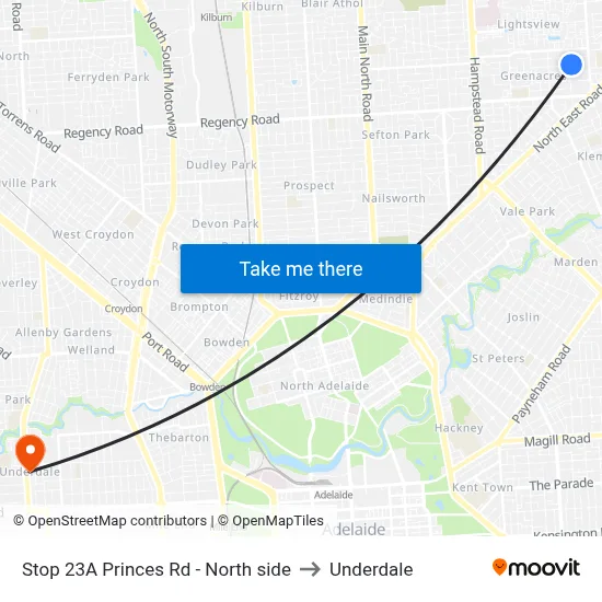 Stop 23A Princes Rd - North side to Underdale map