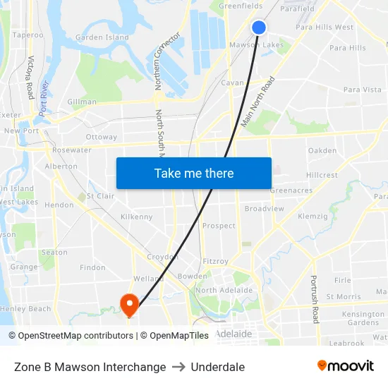 Zone B Mawson Interchange to Underdale map