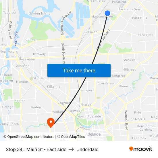 Stop 34L Main St - East side to Underdale map