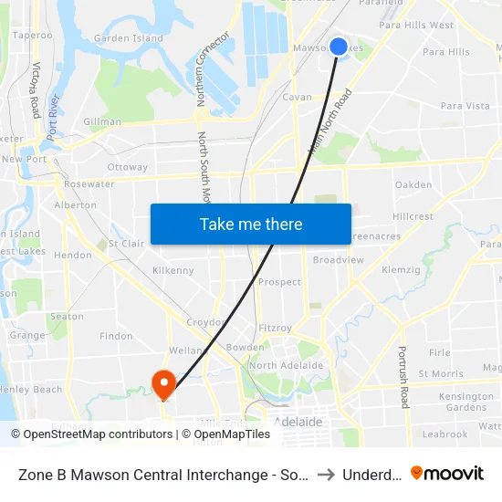 Zone B Mawson Central Interchange - South side to Underdale map