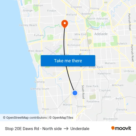 Stop 20E Daws Rd - North side to Underdale map