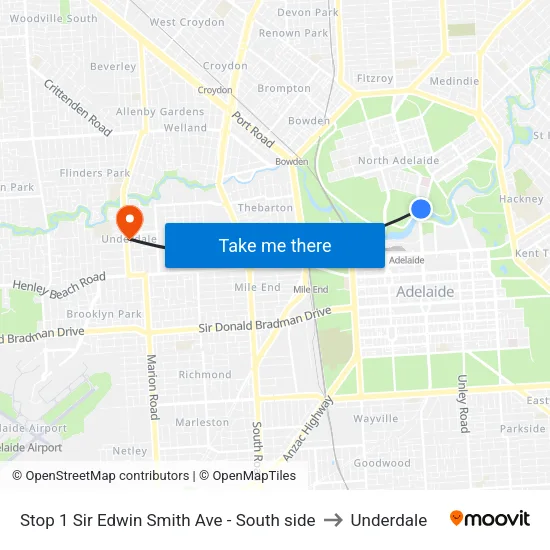 Stop 1 Sir Edwin Smith Ave - South side to Underdale map