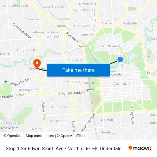 Stop 1 Sir Edwin Smith Ave - North side to Underdale map