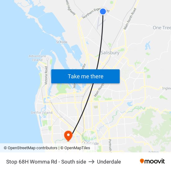 Stop 68H Womma Rd - South side to Underdale map