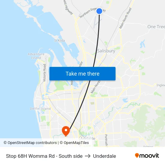 Stop 68H Womma Rd - South side to Underdale map