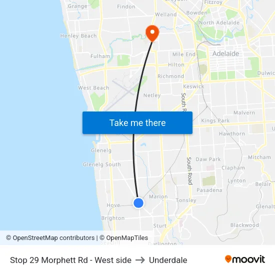 Stop 29 Morphett Rd - West side to Underdale map