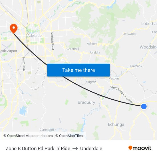 Zone B Dutton Rd Park 'n' Ride to Underdale map