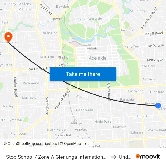 Stop School / Zone A Glenunga International High School Conyngham St to Underdale map