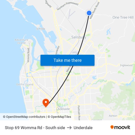 Stop 69 Womma Rd - South side to Underdale map