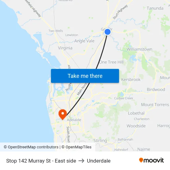 Stop 142 Murray St - East side to Underdale map