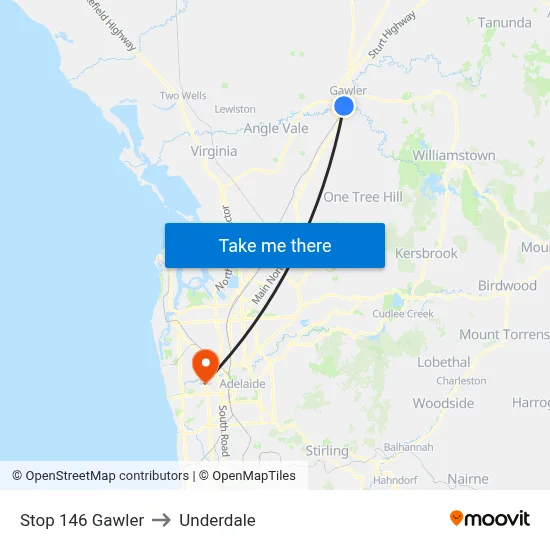 Stop 146 Gawler to Underdale map