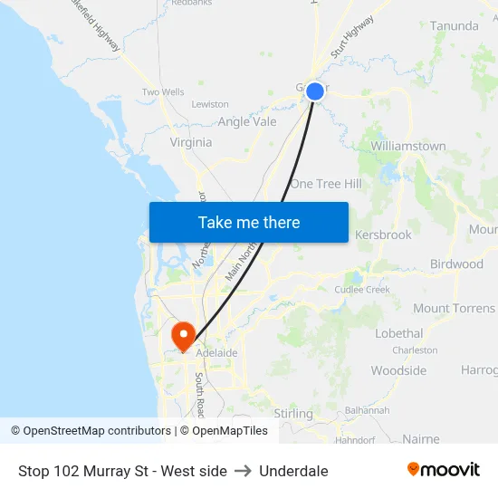 Stop 102 Murray St - West side to Underdale map
