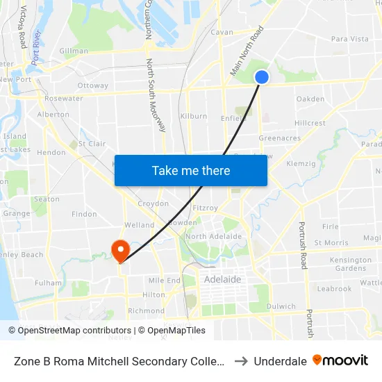 Zone B Roma Mitchell Secondary College to Underdale map