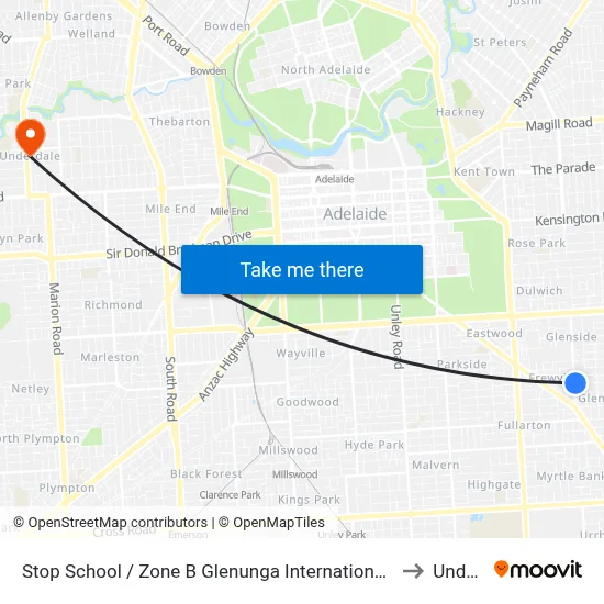 Stop School / Zone B Glenunga International High School Conyngham St to Underdale map