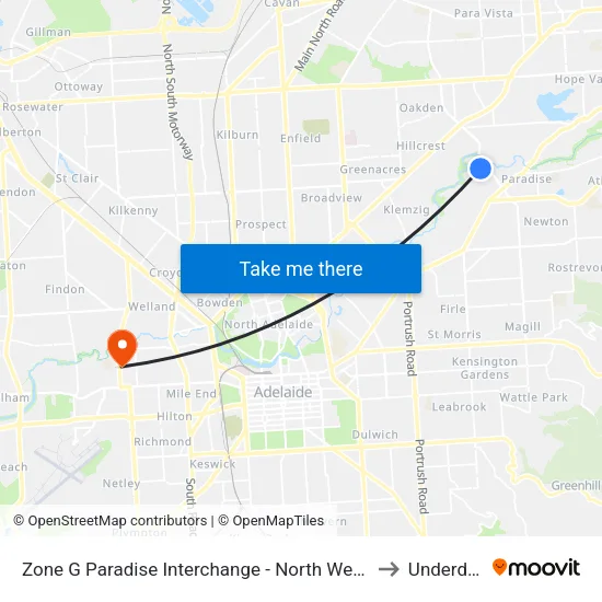 Zone G Paradise Interchange - North West side to Underdale map