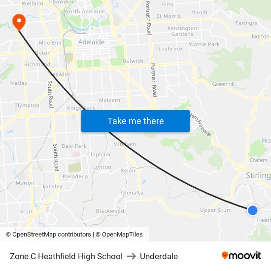 Zone C Heathfield High School to Underdale map