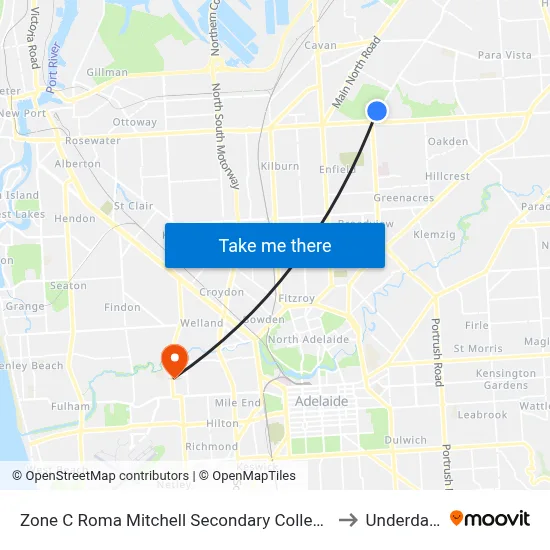 Zone C Roma Mitchell Secondary College to Underdale map