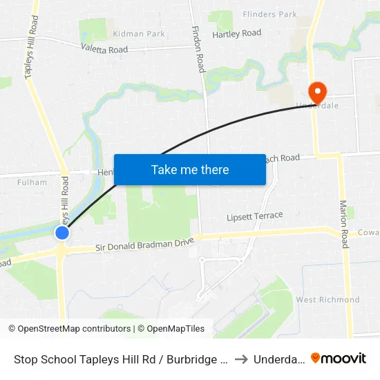 Stop School Tapleys Hill Rd / Burbridge Rd to Underdale map