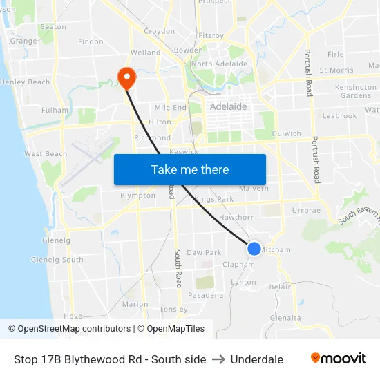 Stop 17B Blythewood Rd - South side to Underdale map