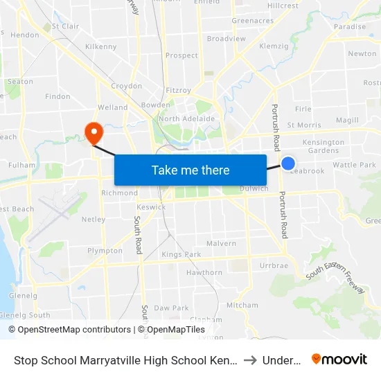 Stop School Marryatville High School Kensington Rd to Underdale map