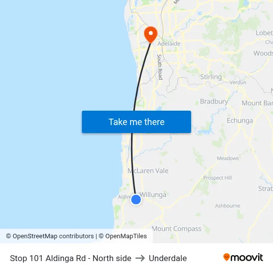 Stop 101 Aldinga Rd - North side to Underdale map